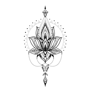 喵小姐原创纹身贴 梵境莲花图腾 黑白梵花 后背手臂 持久防水男女