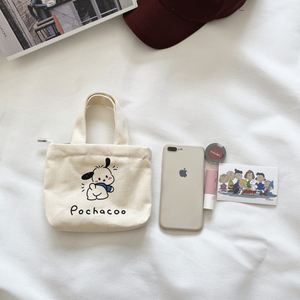 新款韩版帆布包便携手机钥匙小手拎包帕恰狗化妆包女学生托特包