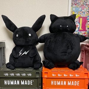 正版藤原浩闪电联名fragment x pokemon暗黑色皮卡丘毛绒公仔生日