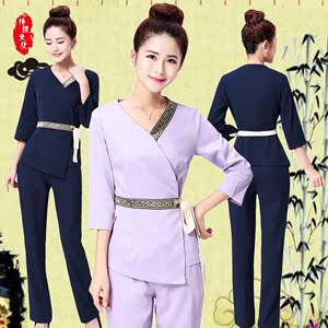 养生馆按摩师服装女2018新款足疗店技师服长裤显瘦理疗保健工作服