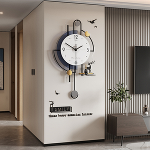静音挂钟客厅大气2024新款钟表餐厅家用简约现代创意时钟壁灯挂墙
