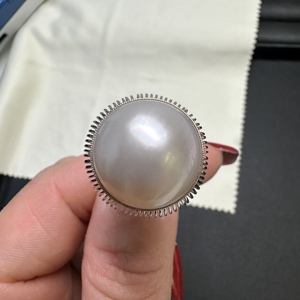 日本直邮 16.5-17mm马贝戒指 珍珠戒指  海水珠 14k白金戒托 新品
