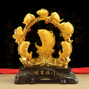 招财金龙鱼摆件财富临门开业礼品家居客厅装饰品饭店店铺桌面摆设