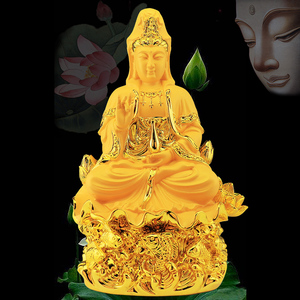 沙金观音招财佛像供奉家用南海送子观世音菩萨保平安居家客厅摆件