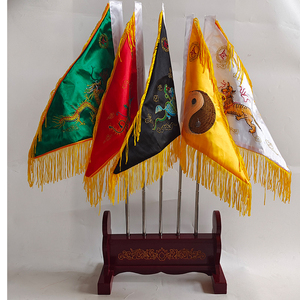 道家双面刺绣令旗 五色令旗 五龙旗 五行旗 五方旗 令旗底座全套
