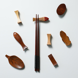 日式和风筷子托树叶小鱼形状筷托筷枕筷架原木筷子架家用创意酒店