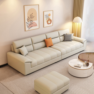 奶油风科技布艺小户型沙发客厅现代简约直排三四人位钢琴键猫爪皮