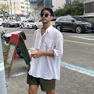 韩版高级感棉麻感衬衫男士长袖春夏季薄款休闲宽松亚麻衬衣外套潮