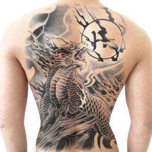 火麒麟满背纹身贴男后背防水男可洗文身贴霸气持久仿真刺青贴纸