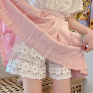 日系软妹jk制服打底裤防走光宽松蓬蓬蕾丝绣花薄款安全短裤女夏装
