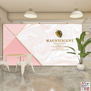 美妆美甲店铺形象墙纸创意网红前台背景墙面装饰美容院logo墙壁纸