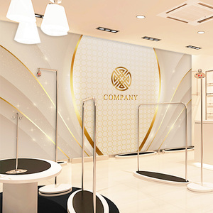 美容院墙面装饰壁纸主播化妆品直播间护肤美发店前台logo背景墙纸
