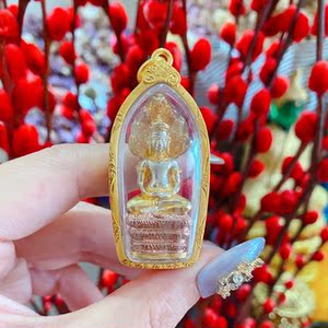 泰国手工艺 佛牌真品 龙婆培 七龙佛 泽度金吊坠艺铉佛尚镀金外壳