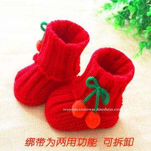 6-12个月婴儿学步鞋0-1岁手工编织婴儿宝宝毛线鞋针织新生儿鞋子