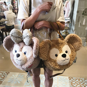上海迪士尼乐园国内代购达菲熊duffy雪梨玫毛绒可爱多用包