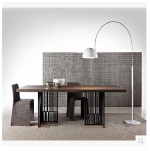 北欧松木实木铁艺餐桌椅长方桌长凳整套美式饭桌办公桌长椅长条桌