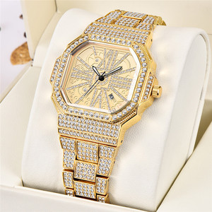 方形满钻嘻哈手表男正方形满天星卡家腕表时尚男士大气石英表机芯