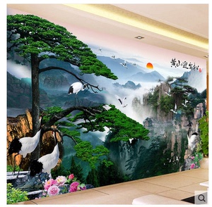 5d魔方钻石画满钻客厅迎客松风景大幅旭日东升十字绣山水画圆钻绣