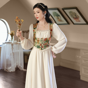 sandro kopp春季女装连衣裙法式宫廷复古中世纪油画感凡尔赛别致