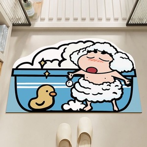 蜡笔小新卡通浴室洗澡硅藻泥软垫厕所卫生间脚垫速干浴室吸水地垫