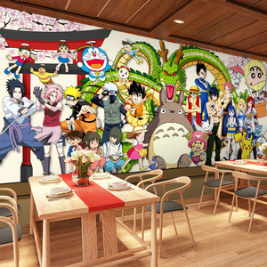 日本漫画墙纸动漫日漫二次元主题餐厅日式海贼王寿司店背景墙壁纸