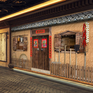 复古农村土墙壁纸背景图农副产品土特产直播间60年代门口墙体墙纸