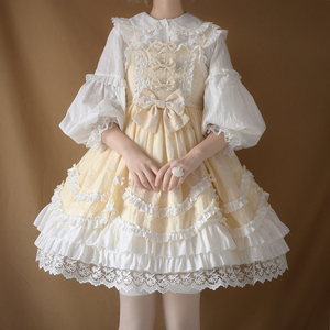 小鹿桃花酱 洛丽塔lolita新品纯色花墙可爱jsk连衣裙