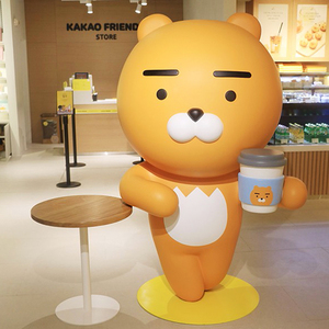 kakao新款卡通创意玻璃钢雕塑熊公仔摆件网红甜品奶茶店门口装饰