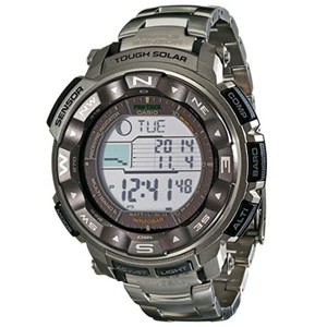 casio/卡西欧 男士登山腕表户外运动太阳能手表钛合金高端表 prw2