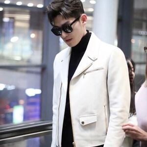 如若巴黎不快乐佟卓尧张翰同款男士休闲皮衣外套韩版修身皮夹克