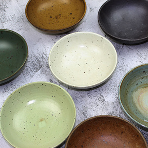家用日式复古粗陶碗小吃碗饭碗菜盘创意餐具日本料理刺身碗钵陶瓷