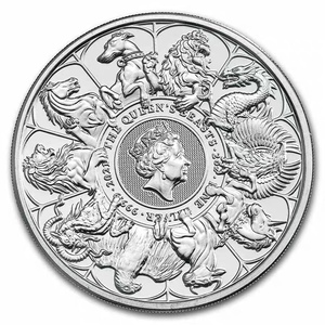 2021年英国2盎司女王的神兽合集银币 9999银 配透明圆盒