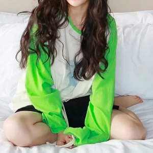 杨幂同款小怪兽长袖t恤打底衫内搭卡通印花长袖彩绘防晒上衣女