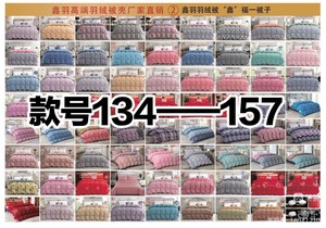 2023新款鑫羽款号134——157，全棉高密防钻绒自充绒羽绒被被壳。