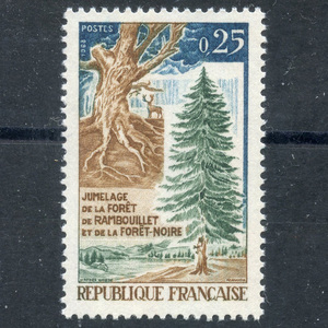 RF1561法国邮票1968年：法德森林建立友好关系新原胶无贴全品