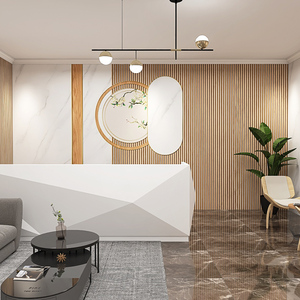 3d立体养生馆美容院背景墙纸客厅卧室格栅壁纸足疗会所新中式墙布