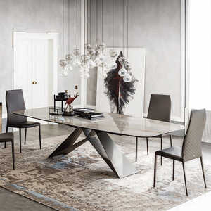 北欧大理石餐桌椅组合家用意式极简长方形轻奢小户型餐台现代简约