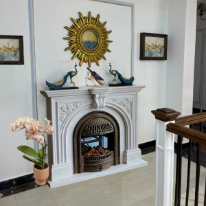 大理石壁炉石雕壁炉美式欧式雕花法式别墅客厅天然石材壁炉装饰柜