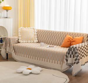 欧式沙发套罩ins风拼色雪尼尔布艺沙发盖布全盖四季通用沙发巾垫