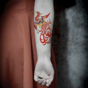 火凤凰纹身贴防水女持久古装大图性感写真遮疤痕后背仿真刺青贴纸