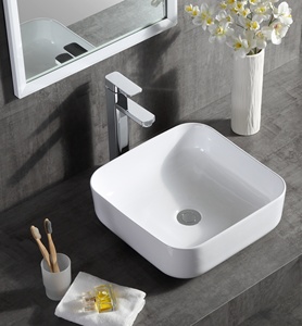 台上盆陶瓷洗手盆单盆家用阳台卫生间洗脸盆白色简约方形盆小尺寸