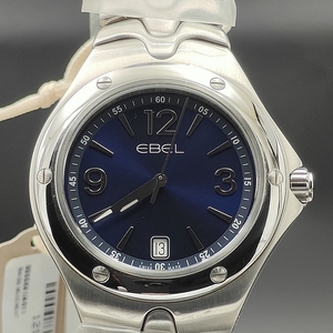 已售玉宝Ebel手表二手正品钢链三针蓝盘日历石英男士休闲瑞士腕表