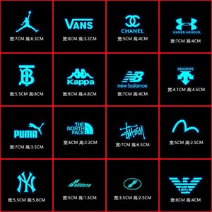 夜光品牌北面热转印烫画贴运动标志贴乔丹logo蓝色个性时尚补丁贴