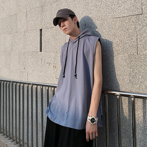 无袖连帽衫卫衣男夏季薄款潮牌ins外穿坎肩t恤潮嘻哈带帽篮球背心
