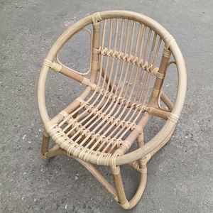 儿童藤椅圈椅真藤手工编织宝宝靠背小椅子复古矮凳小凳子