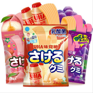 日本进口UHA悠哈味觉糖萨可爱长条手撕糖32.9g/袋 水果汁软糖零食