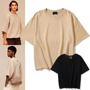 fear of god fog第七季主线高街潮牌宽松七分袖半袖纯色短袖t恤男