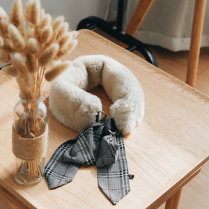 [御皮坊]真獭兔毛皮草双面丝带款围脖可拆卸d环扣系带围巾女