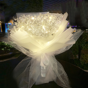 diy满天星带灯花束手工材料包送男友女闺蜜网红生日礼物干花ins风