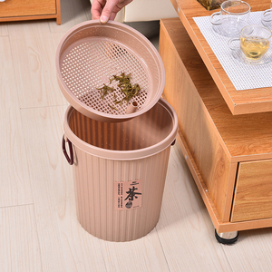 茶桶茶渣桶加厚茶水桶塑料过滤圆形废水排水桶客厅家用茶具垃圾桶
